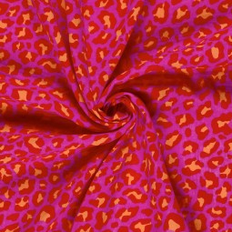 Tissu double gaze - Léopard rose