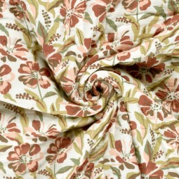 Tissu matelassé double gaze - Fleurs et léopard