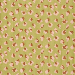 Tissu matelassé double gaze - Fleurs et léopard