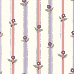 Tissu popeline - Rayures floral