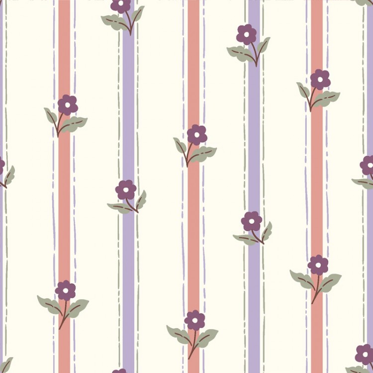 Tissu popeline - Rayures floral