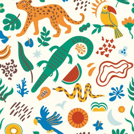 Tissu popeline - Jungle