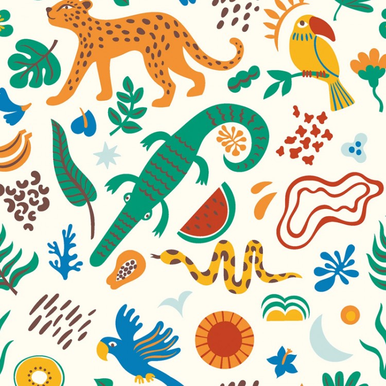 Tissu popeline - Jungle