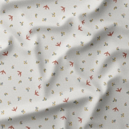 Tissus velours milleraie - Bliss ecru orange