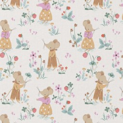 Tissu coton - Mahaut ecru orange