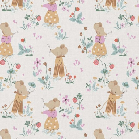 Tissu coton - Mahaut ecru orange