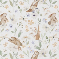 Tissu coton - Cleonie blanc vert