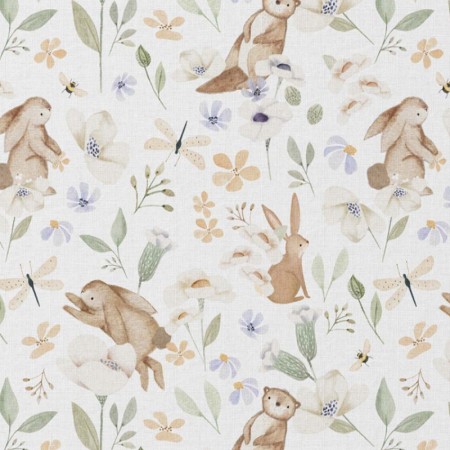 Tissu coton - Cleonie blanc vert