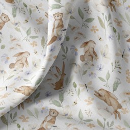 Tissu coton - Cleonie blanc vert