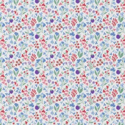 Tissu coton - Celine blanc bleu