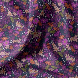 Tissu coton - Maria violet orange