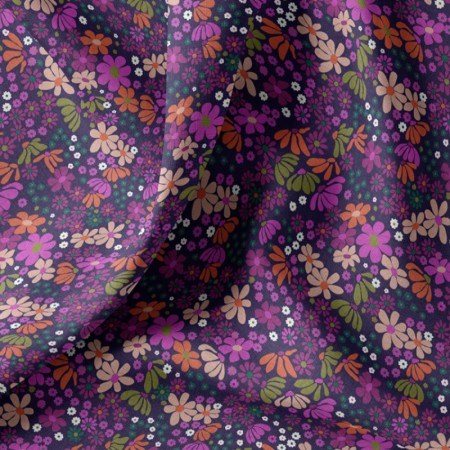 Tissu coton - Maria violet orange