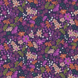 Tissu coton - Maria violet orange