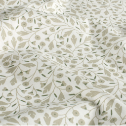 Tissu popeline - Fleurs blanc cassé