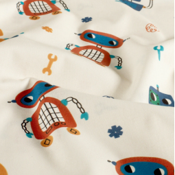 Tissu popeline - Robot blanc cassé