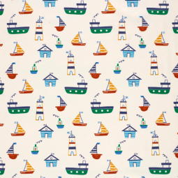 Tissu popeline - Voiliers blanc cassé