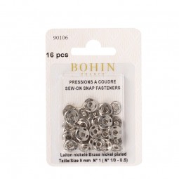 Boutons pression à coudre Bohin argent