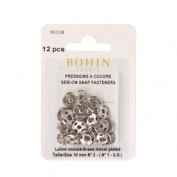 Boutons pression à coudre Bohin argent