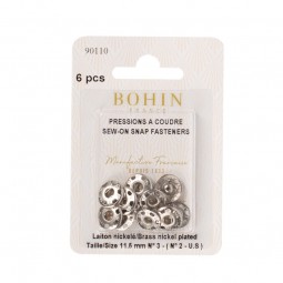 Boutons pression à coudre Bohin argent