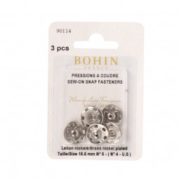 Boutons pression à coudre Bohin argent