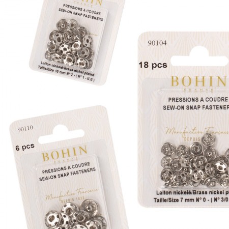 Boutons pression à coudre Bohin argent