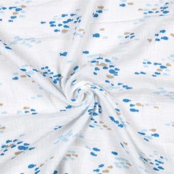 Tissu double gaze - Noa bleu