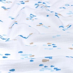 Tissu double gaze - Noa bleu