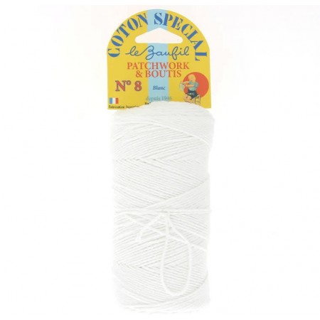 Fil coton n°8 blanc spécial boutis et patchwork Lebaufil