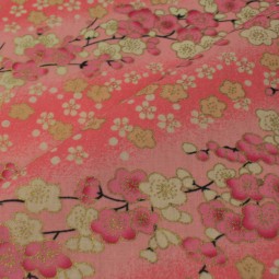 Tissu coton foil - Fleur de cerisier rose