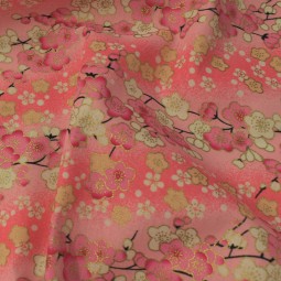 Tissu coton foil - Fleur de cerisier rose