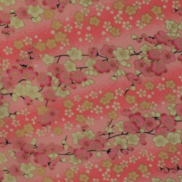 Tissu coton foil - Fleur de cerisier rose