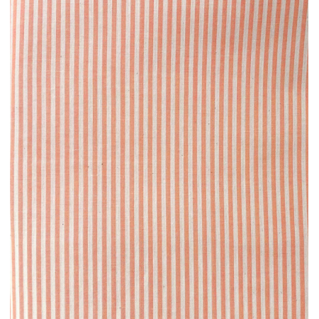 Tissu coton viscose - Rayures blanc tangerine