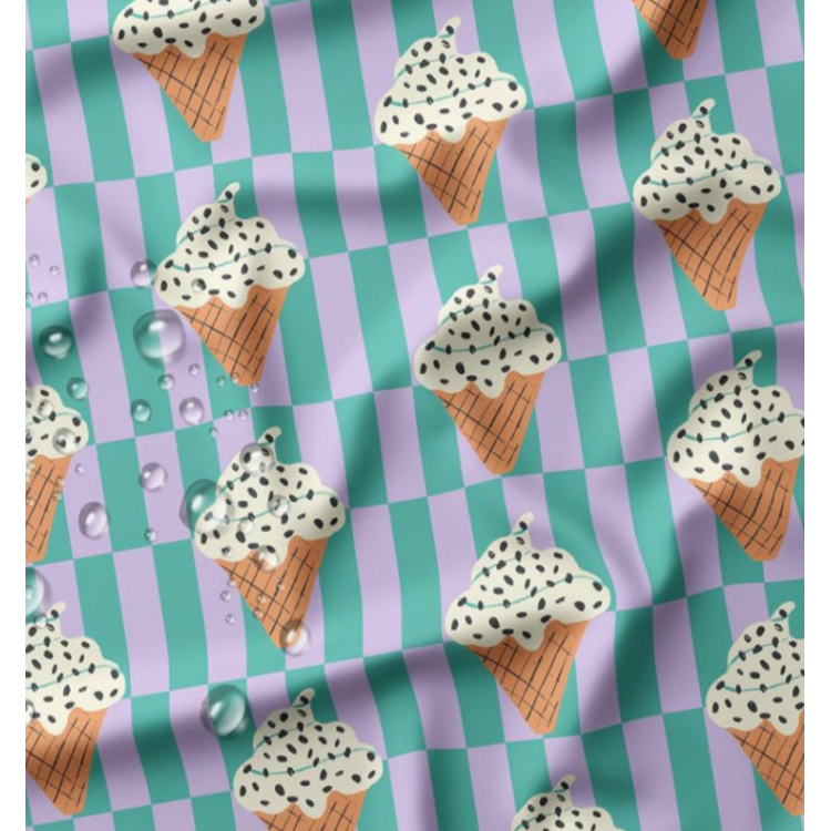 Tissu imperméable - Corneto vert violet