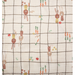 Tissu double gaze - Ilyes écru marron