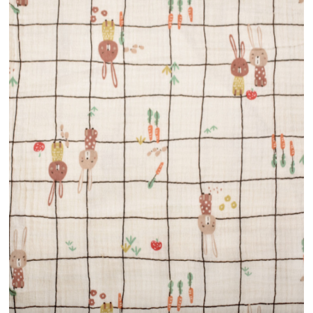 Tissu double gaze - Ilyes écru marron