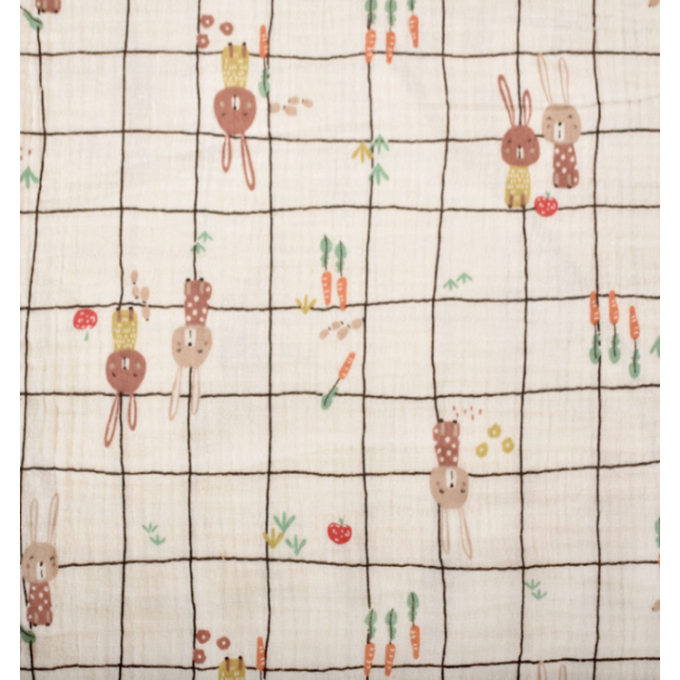 Tissu double gaze - Ilyes écru marron