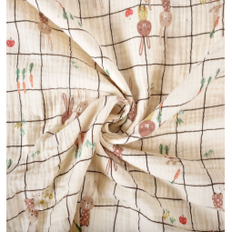 Tissu double gaze - Ilyes écru marron