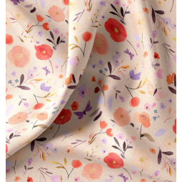 Tissu coton - Fisalia pèche rouge