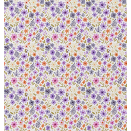 Tissu coton - Rozenn blanc violet