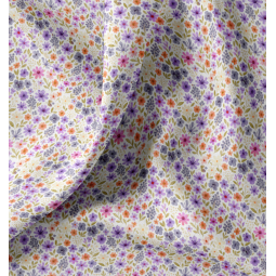 Tissu coton - Rozenn blanc violet