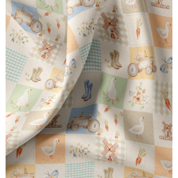 Tissu coton - Magdy écru orange