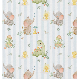 Tissu coton - Ellie blanc bleu