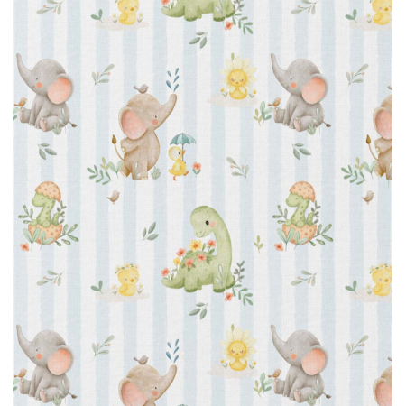 Tissu coton - Ellie blanc bleu