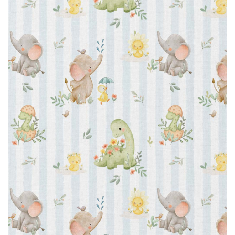 Tissu coton - Ellie blanc bleu