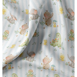 Tissu coton - Ellie blanc bleu