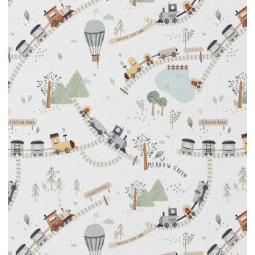 Tissu coton - Trip blanc vert