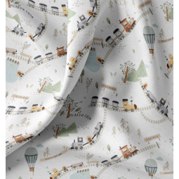 Tissu coton - Trip blanc vert