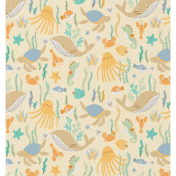 Tissu coton - Bubly jaune bleu