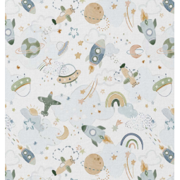 Tissu coton - Vega blanc vert