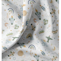 Tissu coton - Vega blanc vert